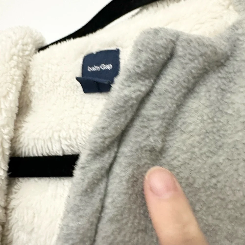 Baby Gap Gray Fleece Sherpa Convertible Bundler Bunting Snowsuit 6-12 Months